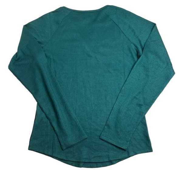 Jenni Split Neck Ribbed Pajama Top Bundle Navy Sail Blue June Bug Green Medium - Picture 6 of 12